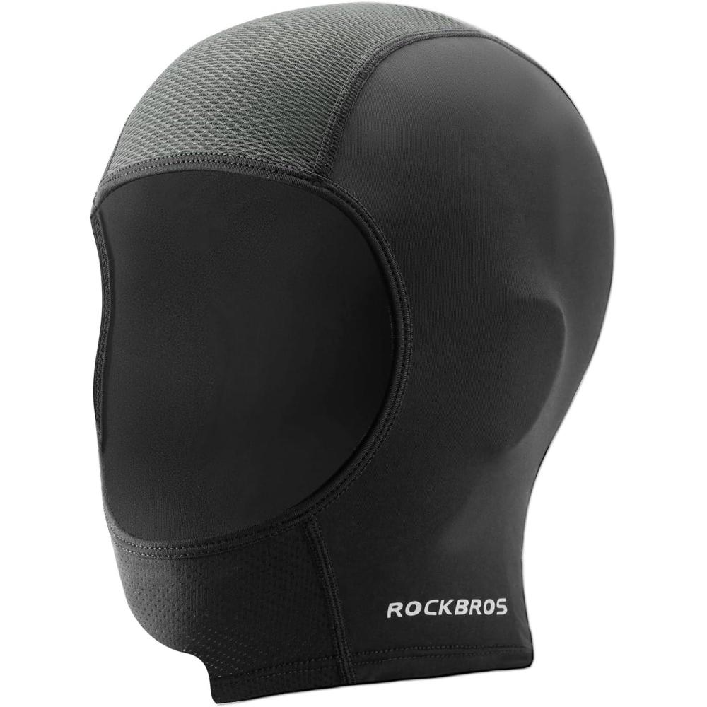 imageROCKBROS Cooling Ice Silk Mask Skull Cap Helmet Liner Balaclava Mask UV Protection Under Helmet Liner Black