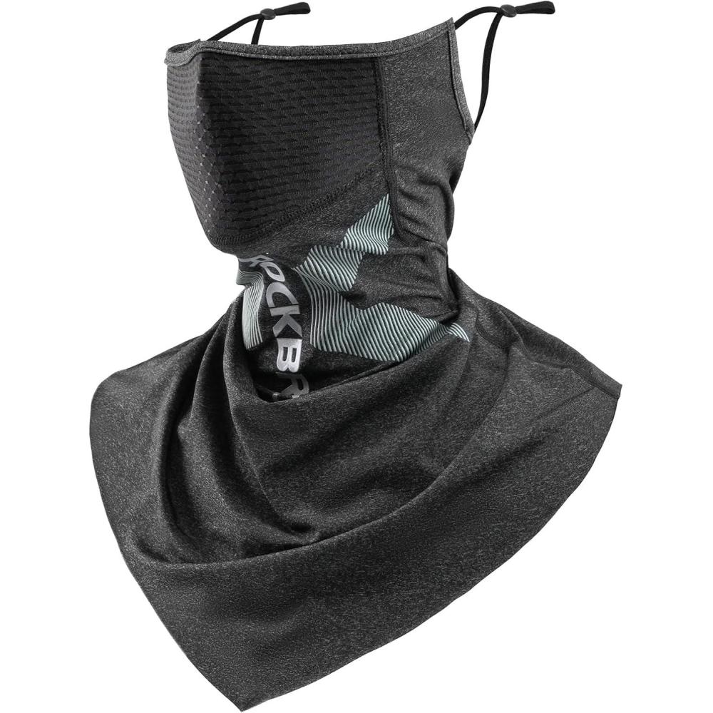 imageROCKBROS Cooling Neck Gaiter with Ear Loops Summer Face Coverings for Men Women Cycling Fishing MaskGrey