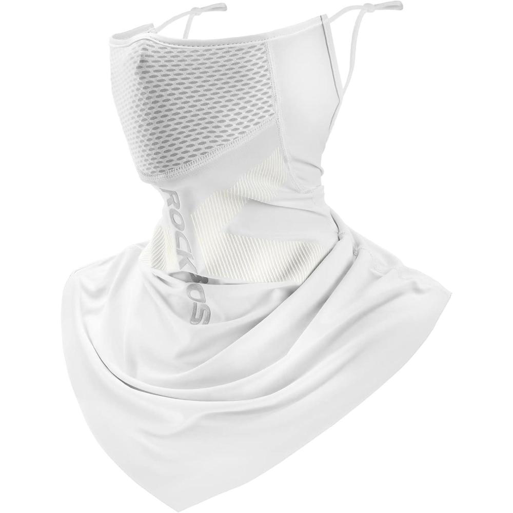 imageROCKBROS Cooling Neck Gaiter with Ear Loops Summer Face Coverings for Men Women Cycling Fishing MaskWhite