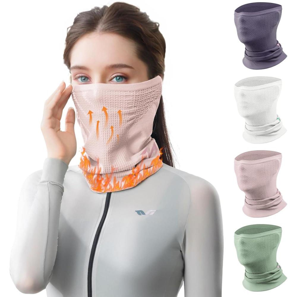 imageROCKBROS Neck Gaiter Women Winter Breathable Soft Fleece Neck Warmers Cover for Skiing Cycling RunningPink