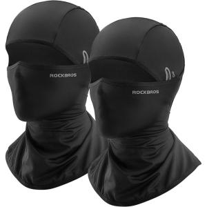 ROCKBROS Cooling Balaclava Face Mask with Glasses Holes Summer Shiesty Mask for Men Women(Black 2 Packs)