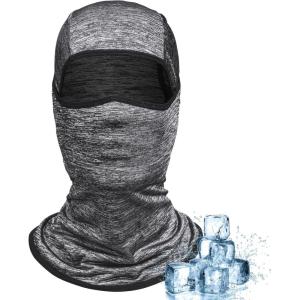ROCKBROS Cooling Balaclava Face Mask with Glasses Holes Summer Shiesty Mask for Men Women(Grey)
