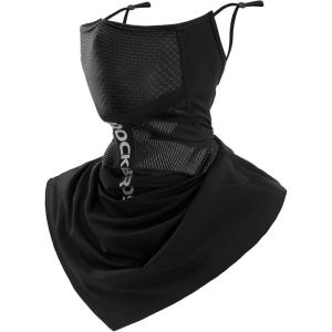 ROCKBROS Cooling Neck Gaiter with Ear Loops Summer Face Coverings for Men Women Cycling Fishing Mask(Black)