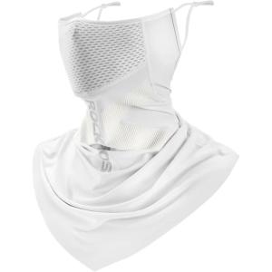 ROCKBROS Cooling Neck Gaiter with Ear Loops Summer Face Coverings for Men Women Cycling Fishing Mask(White)