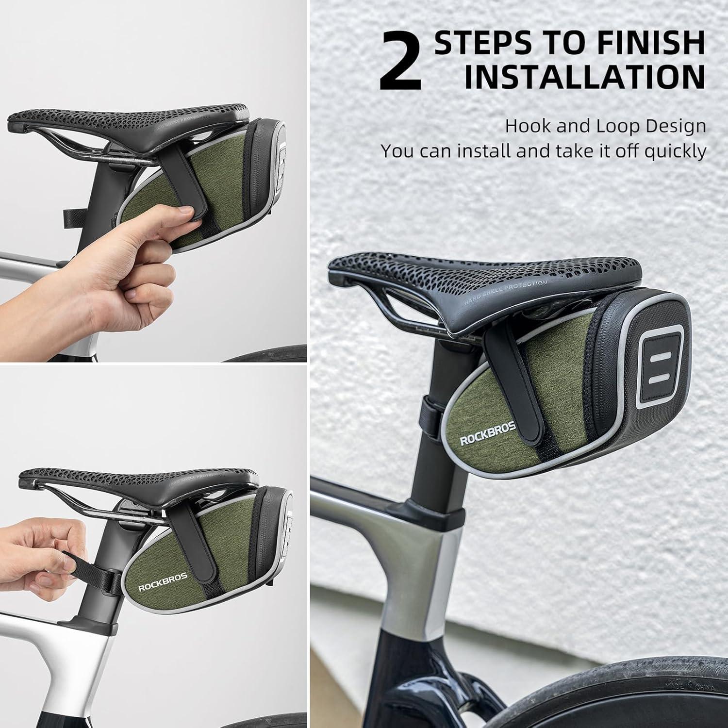 imageROCKBROS Bike Saddle Bag Seat Bag Lightweight Saddle Bag Cycling Bike Storage Bag Under Seat for Mountain Road Bike