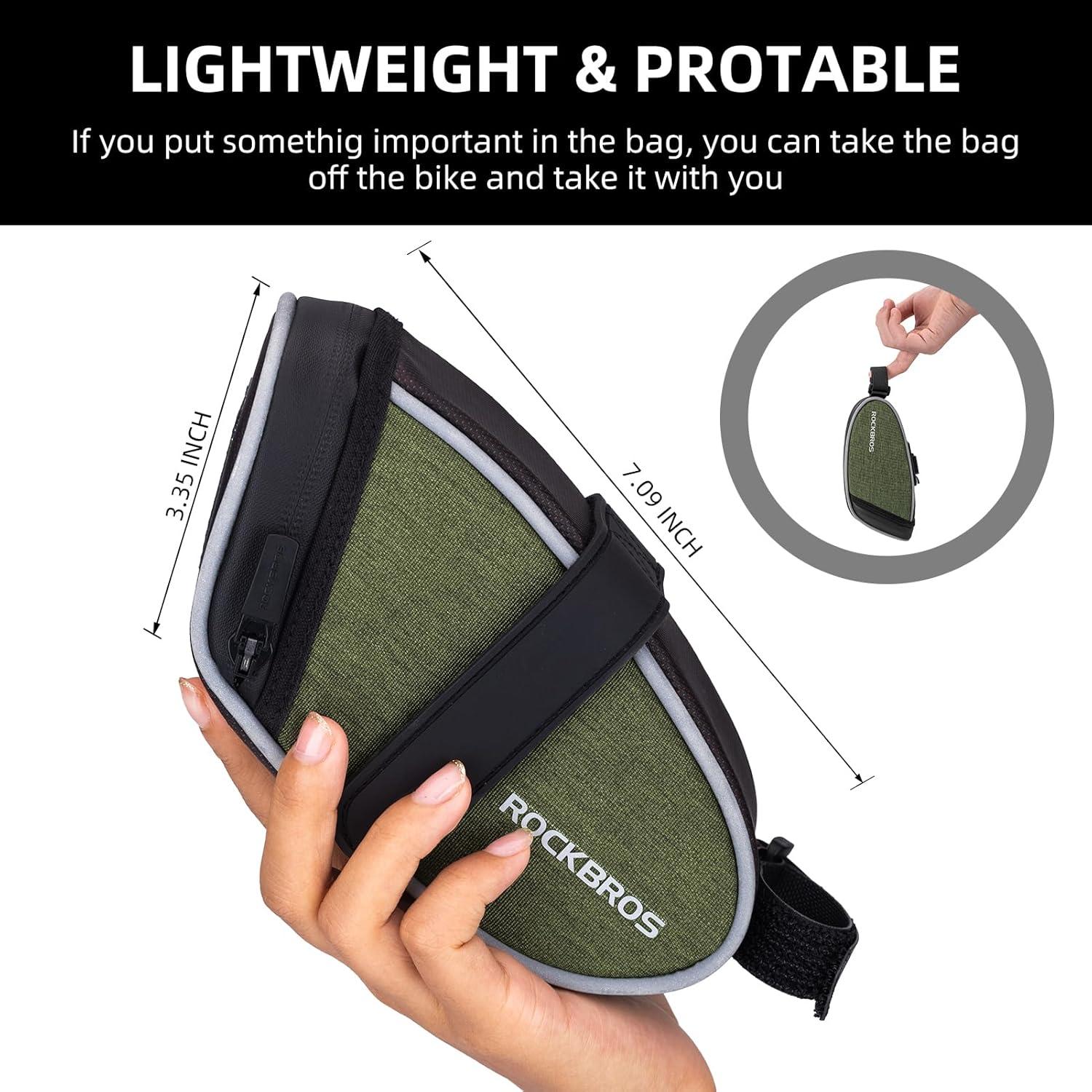 imageROCKBROS Bike Saddle Bag Seat Bag Lightweight Saddle Bag Cycling Bike Storage Bag Under Seat for Mountain Road Bike