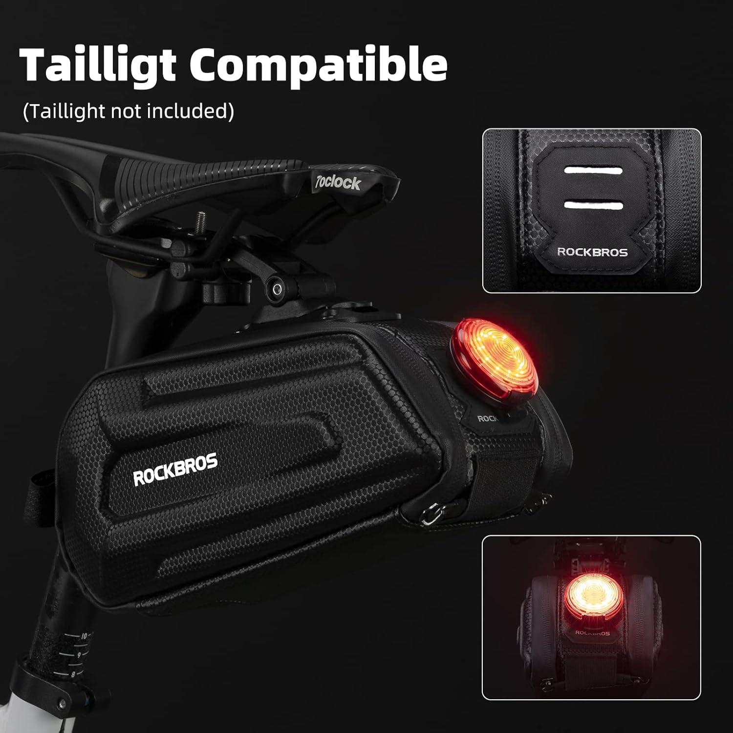 imageROCKBROS Bicycle Saddle Bag Under Seat 3D Hard Shell Bike Seat Bag With Silver Reflective Strip for Mountain Road Bikes Quick Release 17L