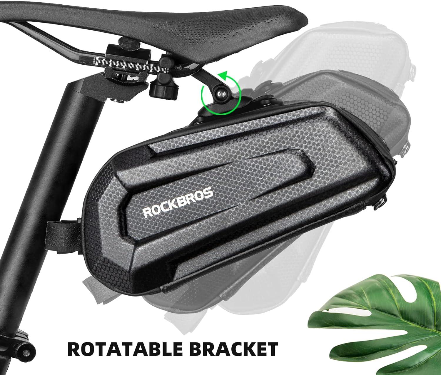 imageROCKBROS Bicycle Saddle Bag Under Seat 3D Hard Shell Bike Seat Bag With Silver Reflective Strip for Mountain Road Bikes Quick Release 17L