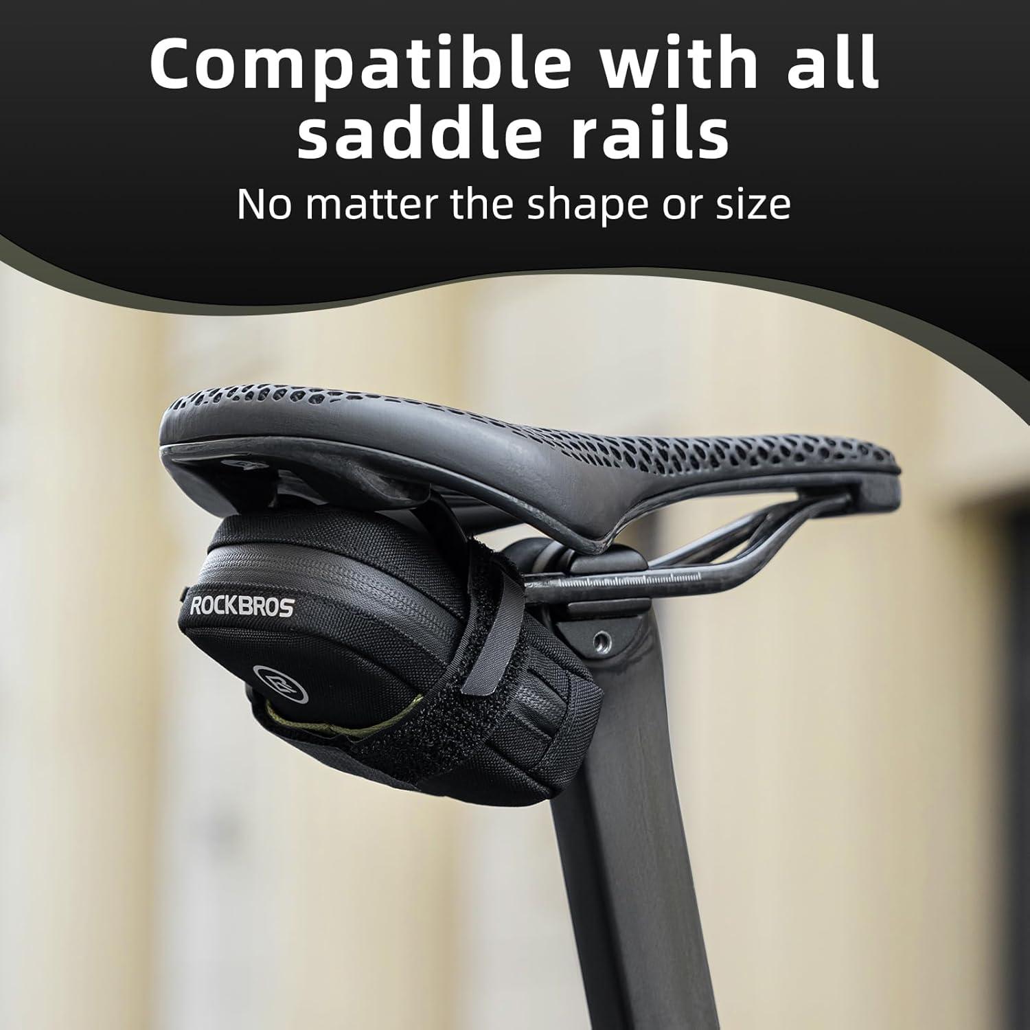 imageROCKBROS Bike Saddle Bag Small Lightweight and Portable Under Seat Bag for Road BikesBlack