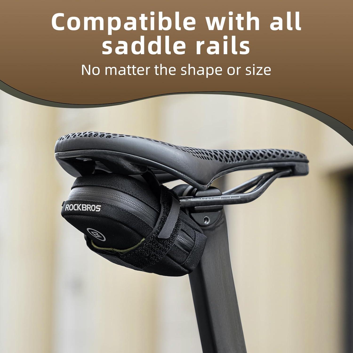 imageROCKBROS Bike Saddle Bag Small Lightweight and Portable Under Seat Bag for Road BikesBrown