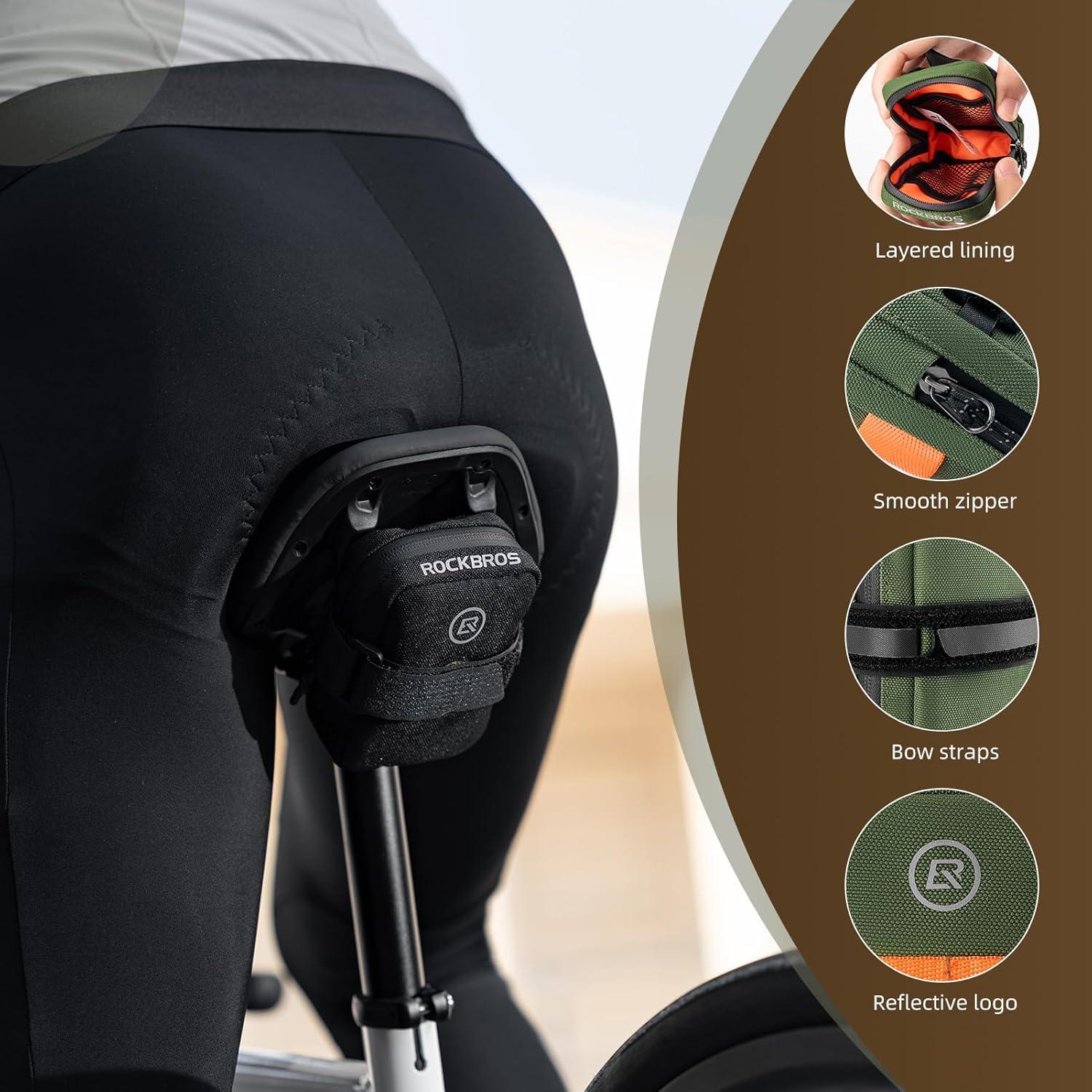 imageROCKBROS Bike Saddle Bag Small Lightweight and Portable Under Seat Bag for Road BikesBrown