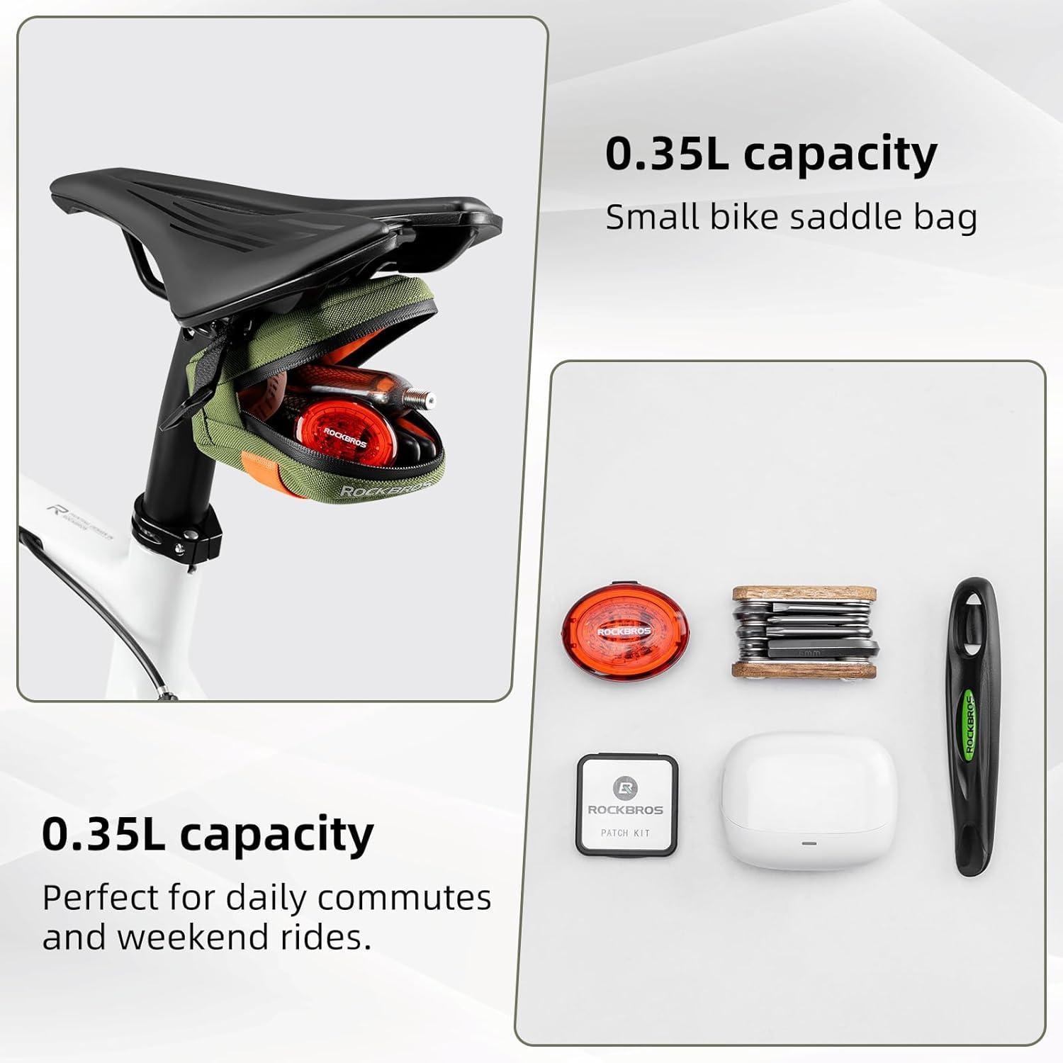 imageROCKBROS Bike Saddle Bag Small Lightweight and Portable Under Seat Bag for Road BikesBrown