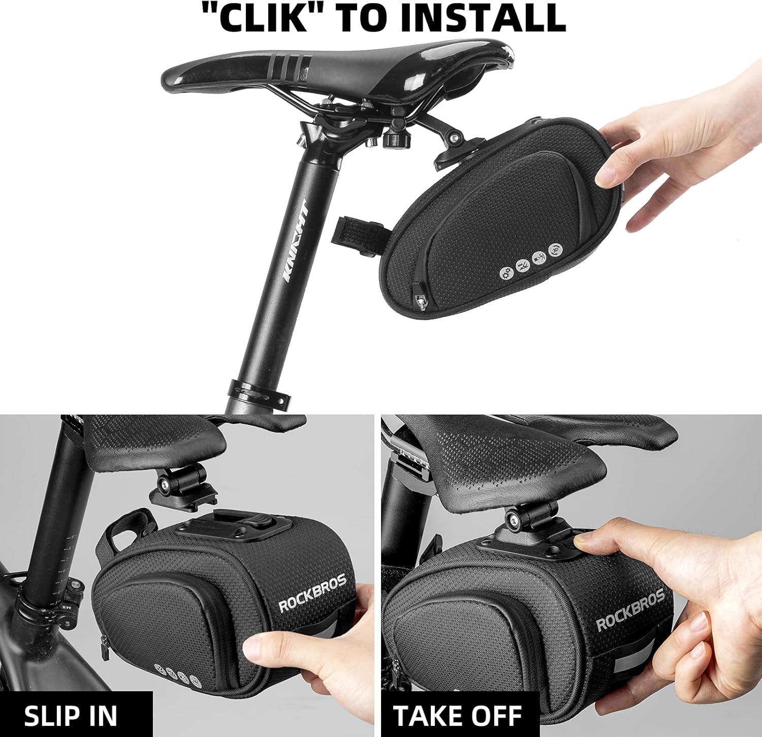imageROCKBROS Bike Saddle Bag Bike Bag Under Seat Bag Bicycle Seat Pack Pouch for Cycling Adjustable Mounting