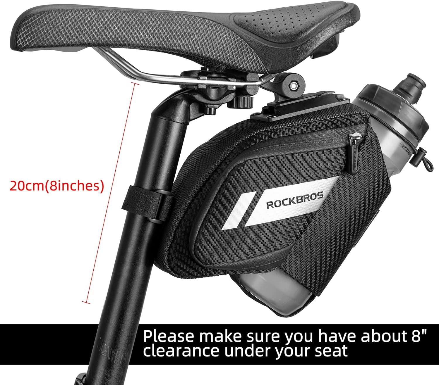 imageROCKBROS Bike Saddle Bag Bike Seat Bag with Water Bottle Holder Bicycle Bag Under Seat Waterproof for Road BikeBLACK1