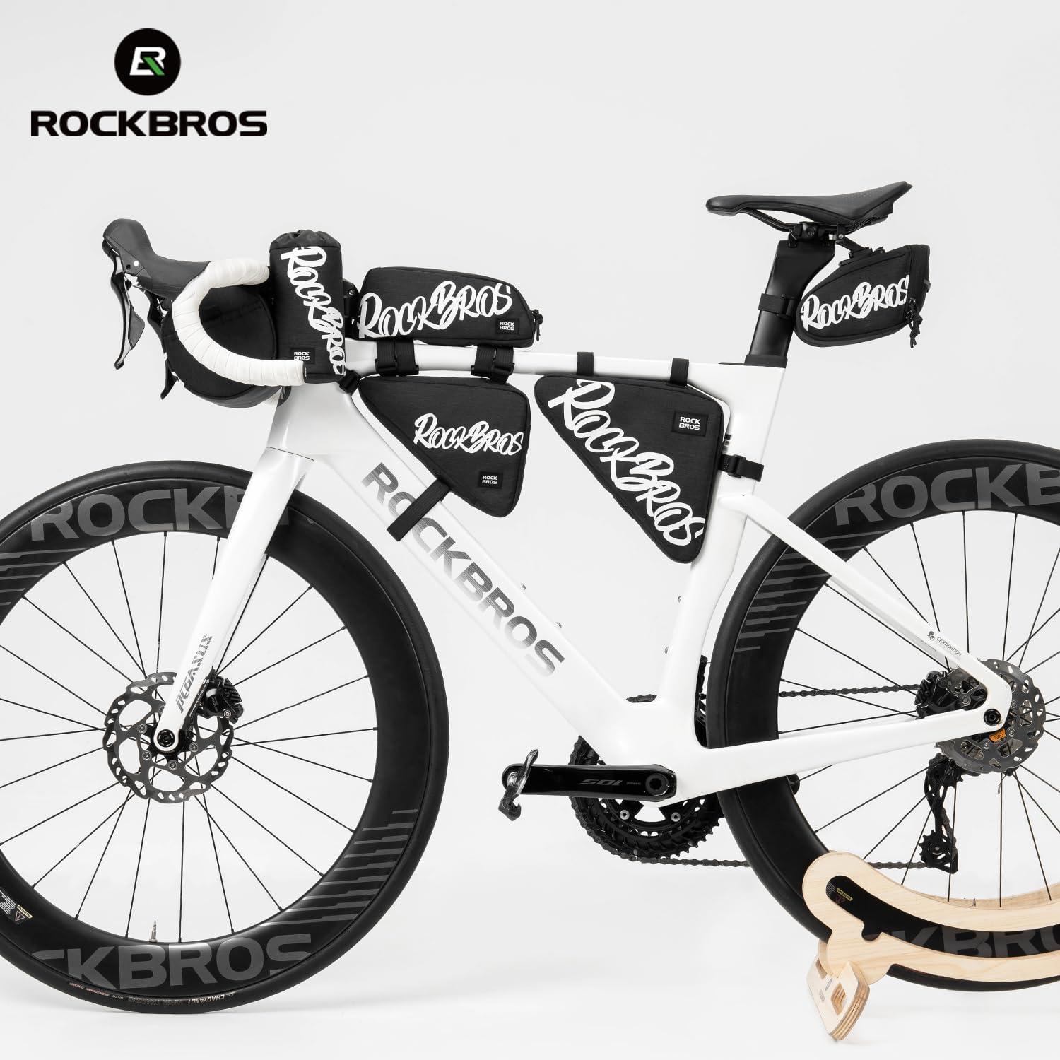 imageROCKBROS Bike Saddle Bag Lightweight 120g Bicycle Seat Bag with LED Light Hanging amp Reflective Logo Waterproof 3D Shell Bike Storage Bag for Road amp Mountain BikesBlackRed