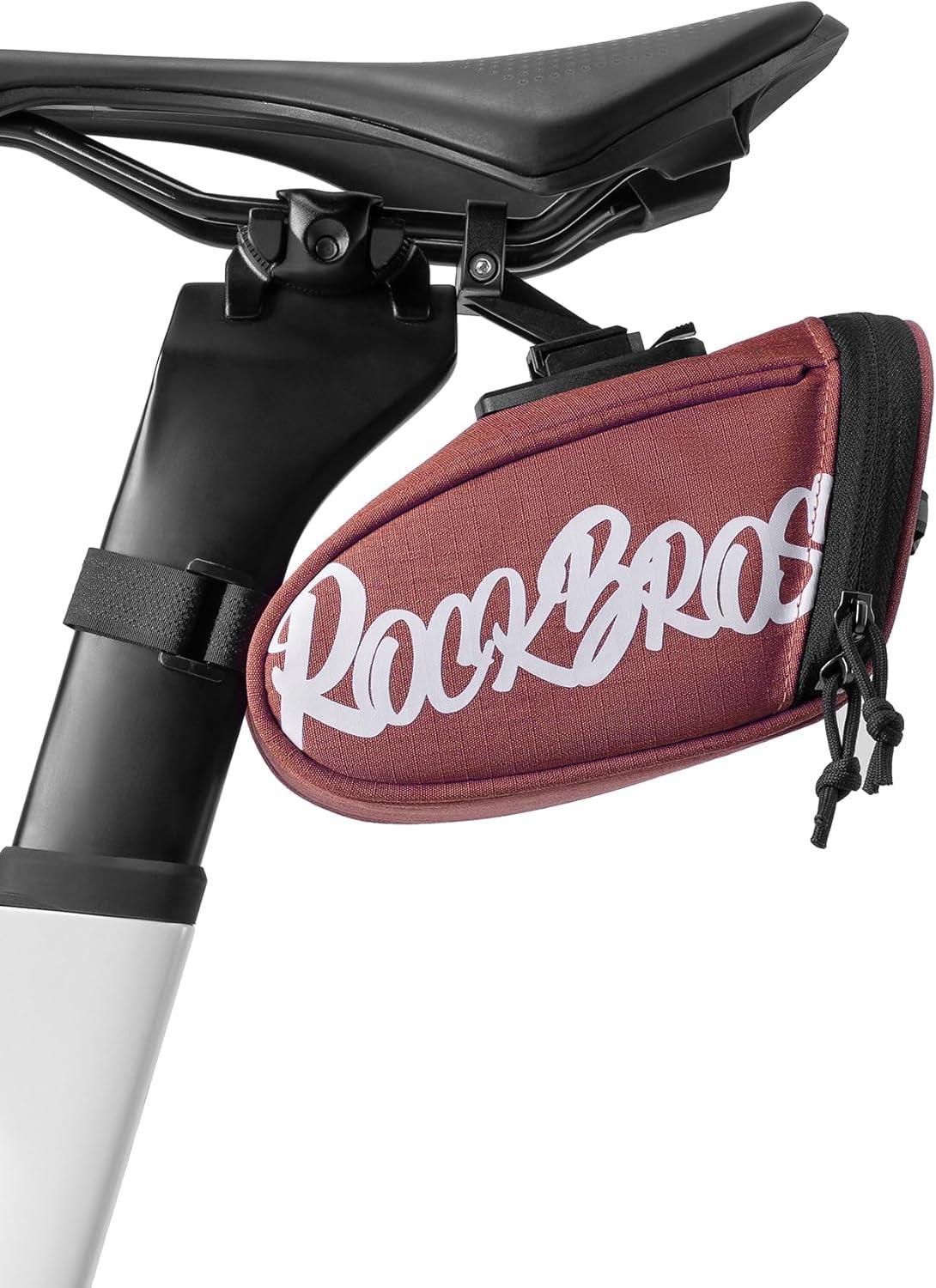 imageROCKBROS Bike Saddle Bag Lightweight 120g Bicycle Seat Bag with LED Light Hanging amp Reflective Logo Waterproof 3D Shell Bike Storage Bag for Road amp Mountain BikesBlackRed