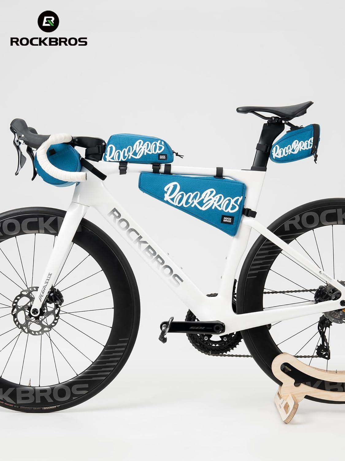 imageROCKBROS Bike Saddle Bag Lightweight 120g Bicycle Seat Bag with LED Light Hanging amp Reflective Logo Waterproof 3D Shell Bike Storage Bag for Road amp Mountain BikesBlackBlue