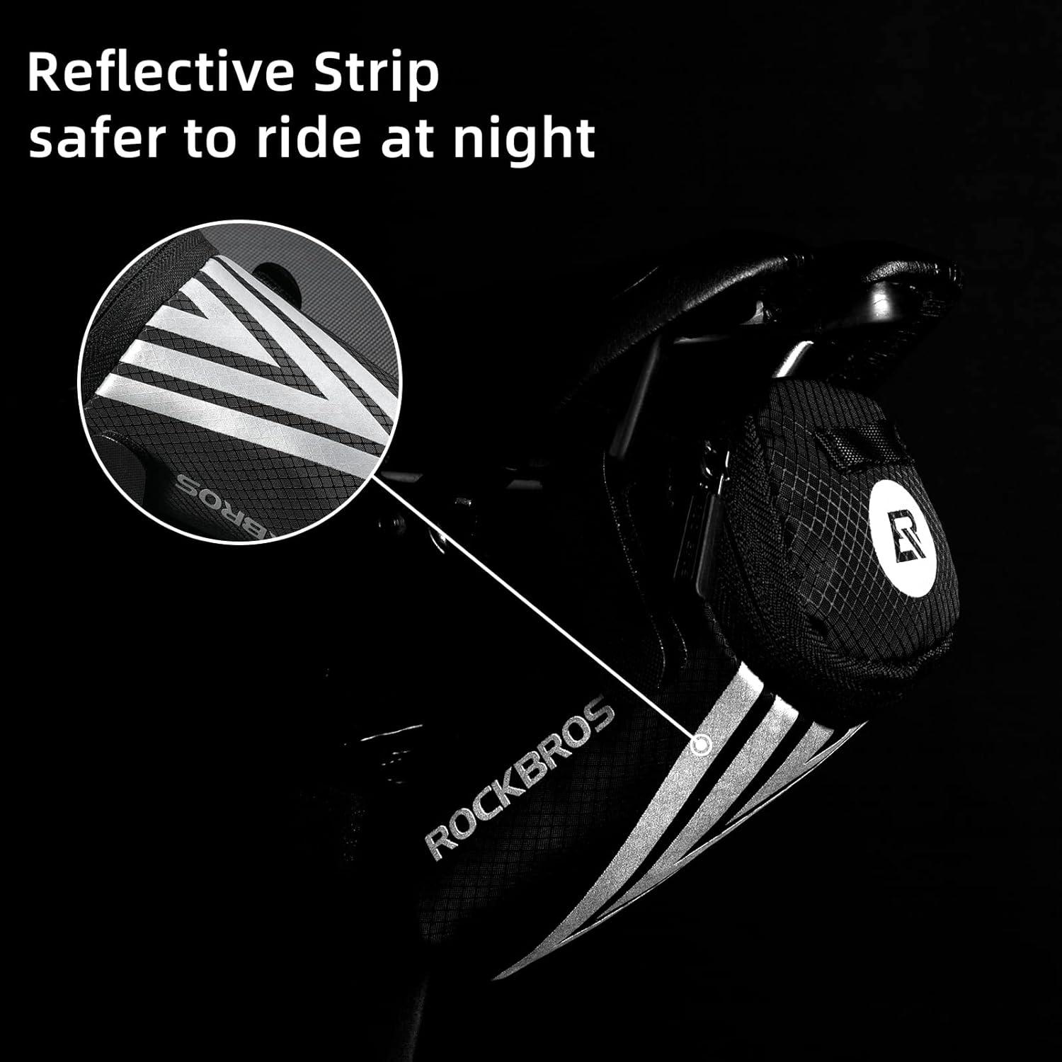 imageROCKBROS Bike Saddle Bag Small Seat Bag Bicycle Bag Under Seat Bike Accessories Storage Pouch Ultralight Cycling Wedge Pack for Road Mountain MTB Foldable Bike