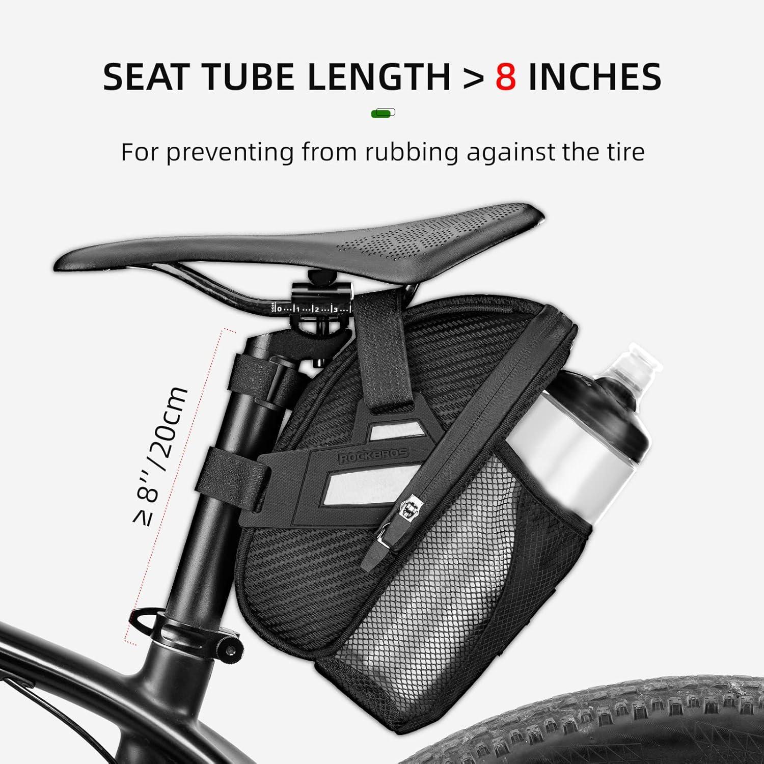 imageROCKBROS Bike Saddle Bags with Water Bottle Pouch Waterproof Bike Bags Under Seat Pack for Mountain Road Bike Saddle Bag Bicycles Storage Bag 16LBlack