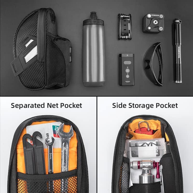 imageROCKBROS Bike Saddle Bags with Water Bottle Pouch Waterproof Bike Bags Under Seat Pack for Mountain Road Bike Saddle Bag Bicycles Storage Bag 16LBlack