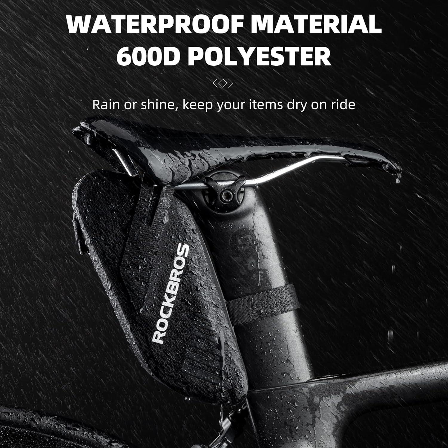 imageROCKBROS Bike Seat Bag Waterproof 06L Bike Seat Bag Frame Bag Lightweight Bike Saddele Bag Top Tube Bag Bike Accessories for Mountain MTB Road Foldable Bikes