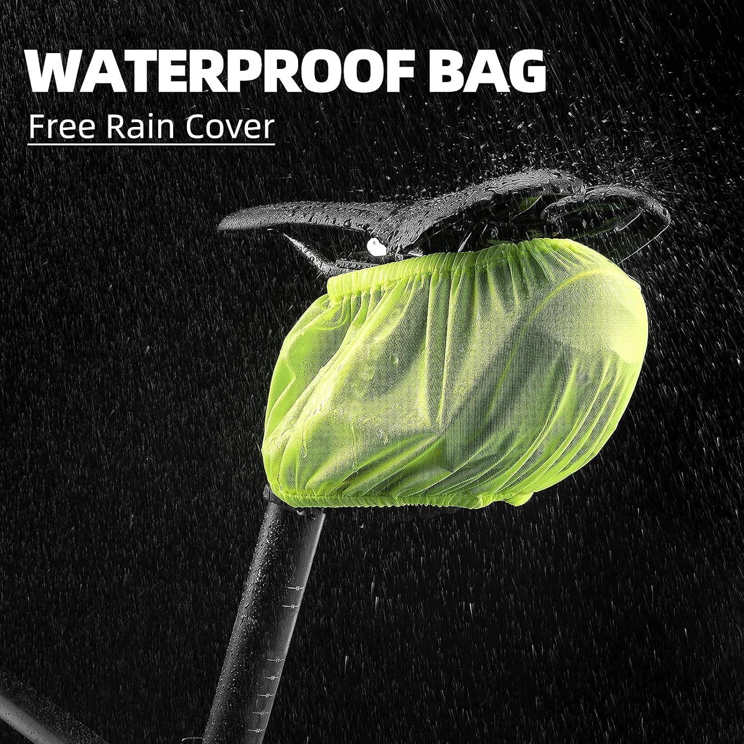 imageROCKBROS Bike Seat Bag with LED Light Waterproof 3D Shell Bicycle Saddle Bag with Rain Cover for Road amp Mountain Bikes