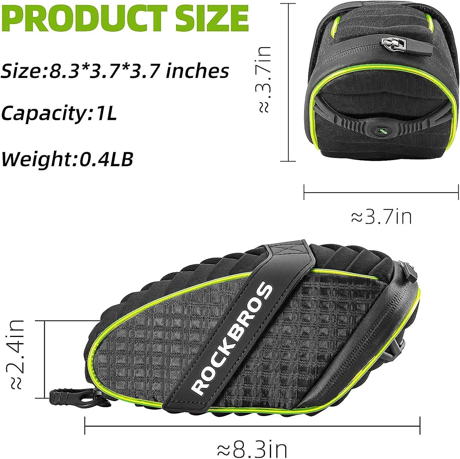 imageROCKBROS Bike Seat Bag with LED Light Waterproof 3D Shell Bicycle Saddle Bag with Rain Cover for Road amp Mountain Bikes