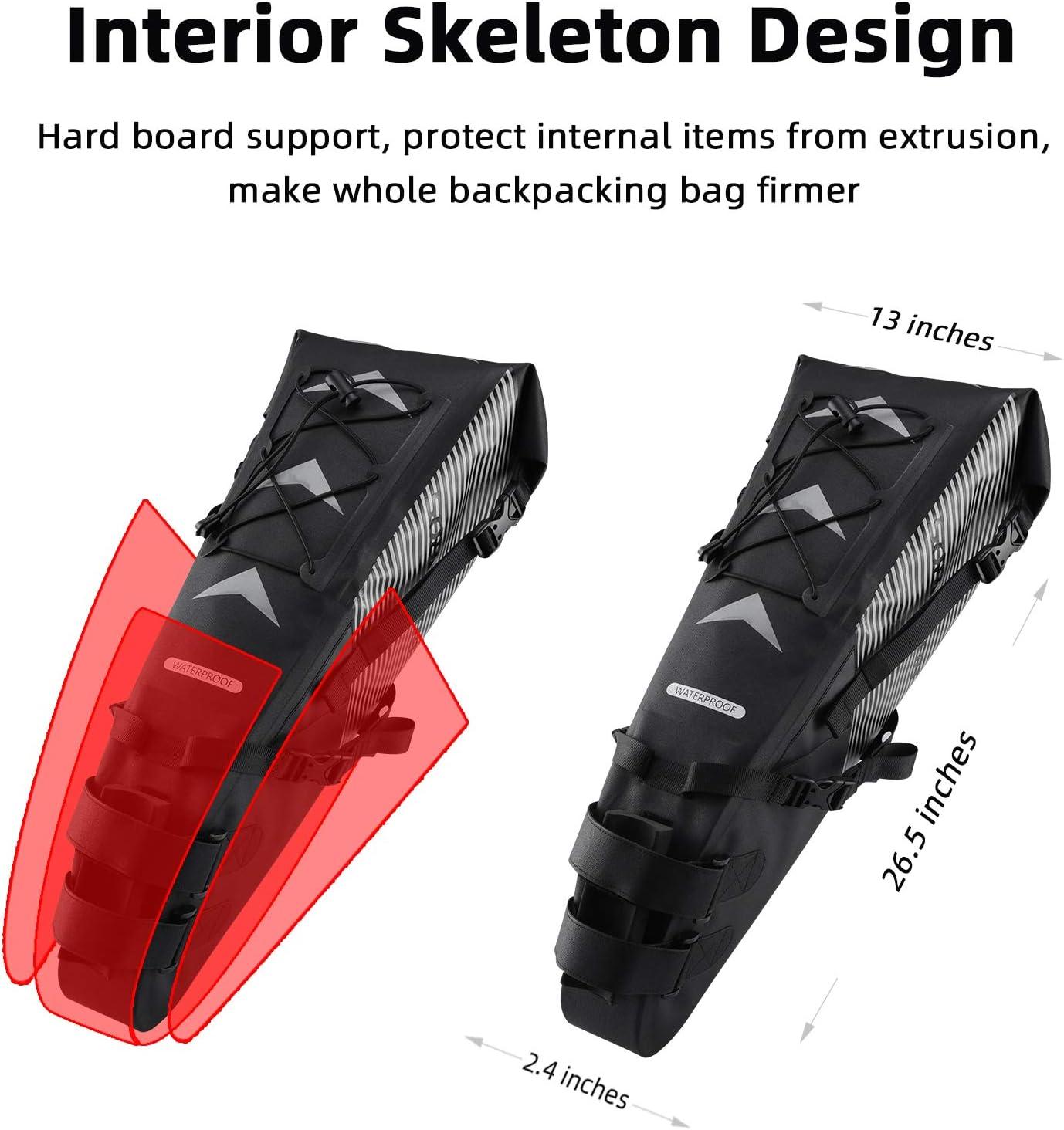 imageROCKBROS Bikepacking Bag Waterproof Bike Saddle Bag Large Capacity Bikepacking Seat Bag Road Mountain Bike Seat Bag Max 10LMax 10L