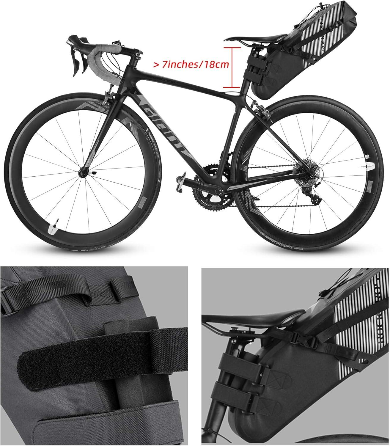 imageROCKBROS Bikepacking Bag Waterproof Bike Saddle Bag Large Capacity Bikepacking Seat Bag Road Mountain Bike Seat Bag Max 10LMax 10L