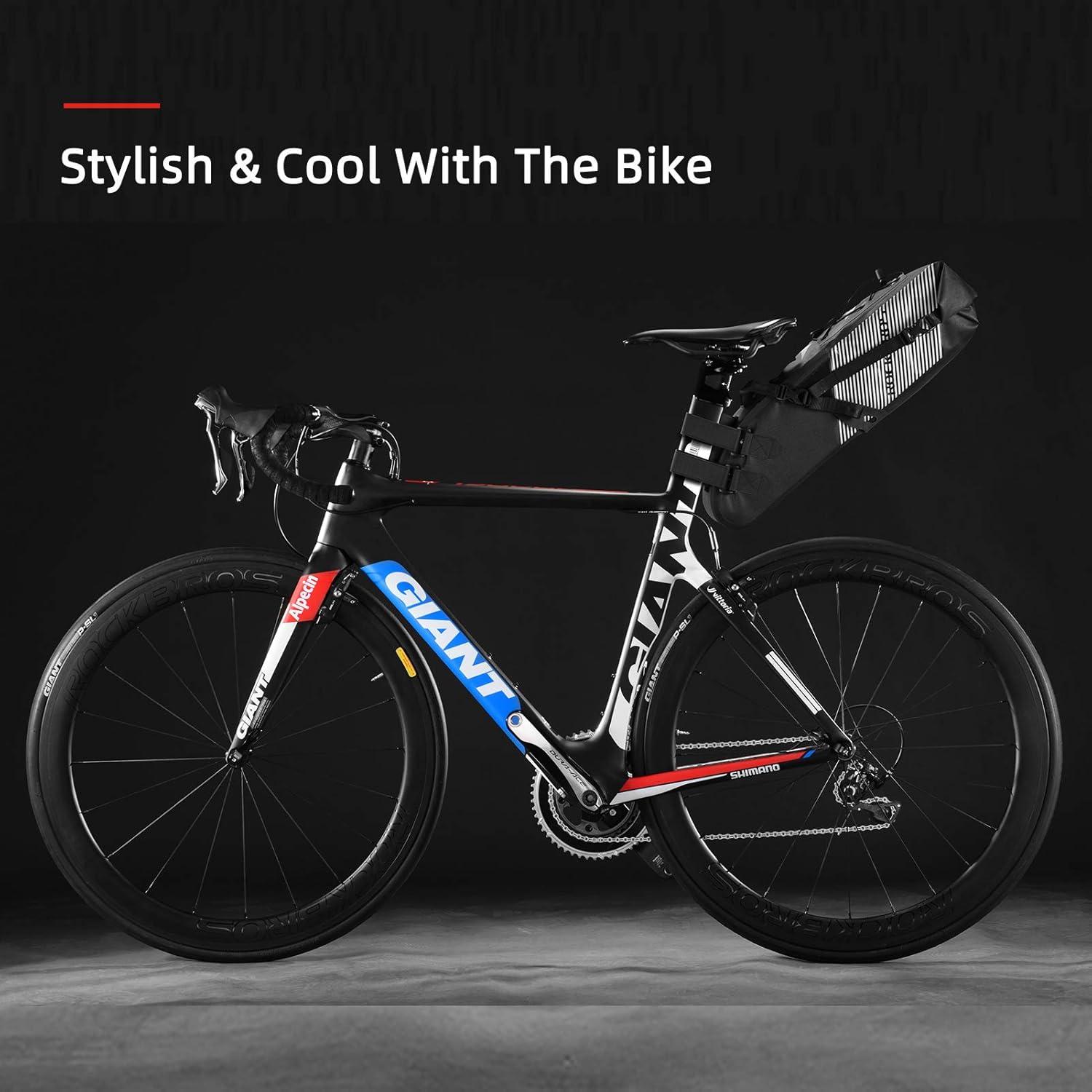 imageROCKBROS Bikepacking Bag Waterproof Bike Saddle Bag Large Capacity Bikepacking Seat Bag Road Mountain Bike Seat Bag Max 10LMax 10L