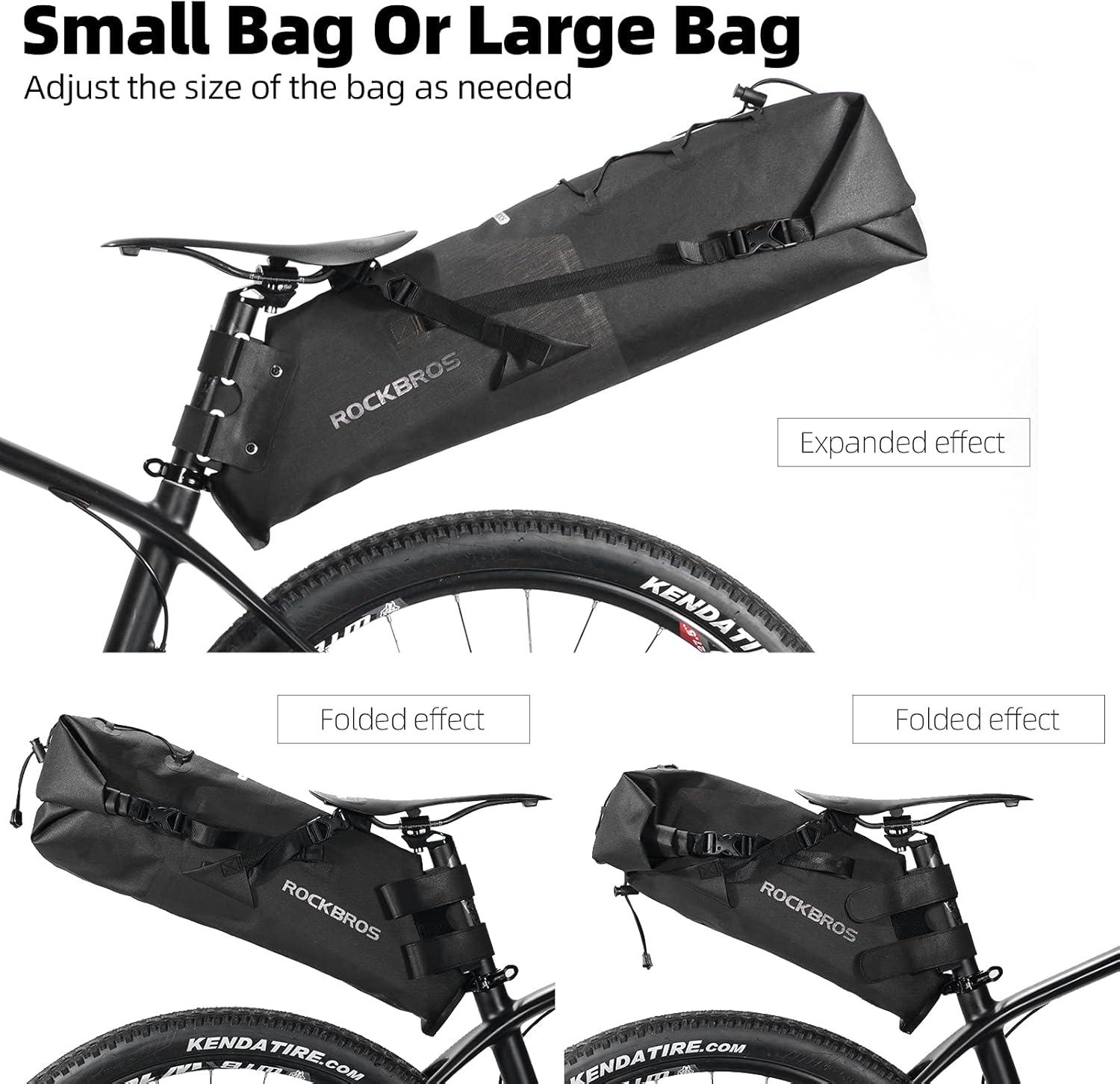 imageROCKBROS Bikepacking Bag Waterproof Bike Saddle Bag Large Capacity Bikepacking Seat Bag Road Mountain Bike Seat Bag Max 10LMax 14L
