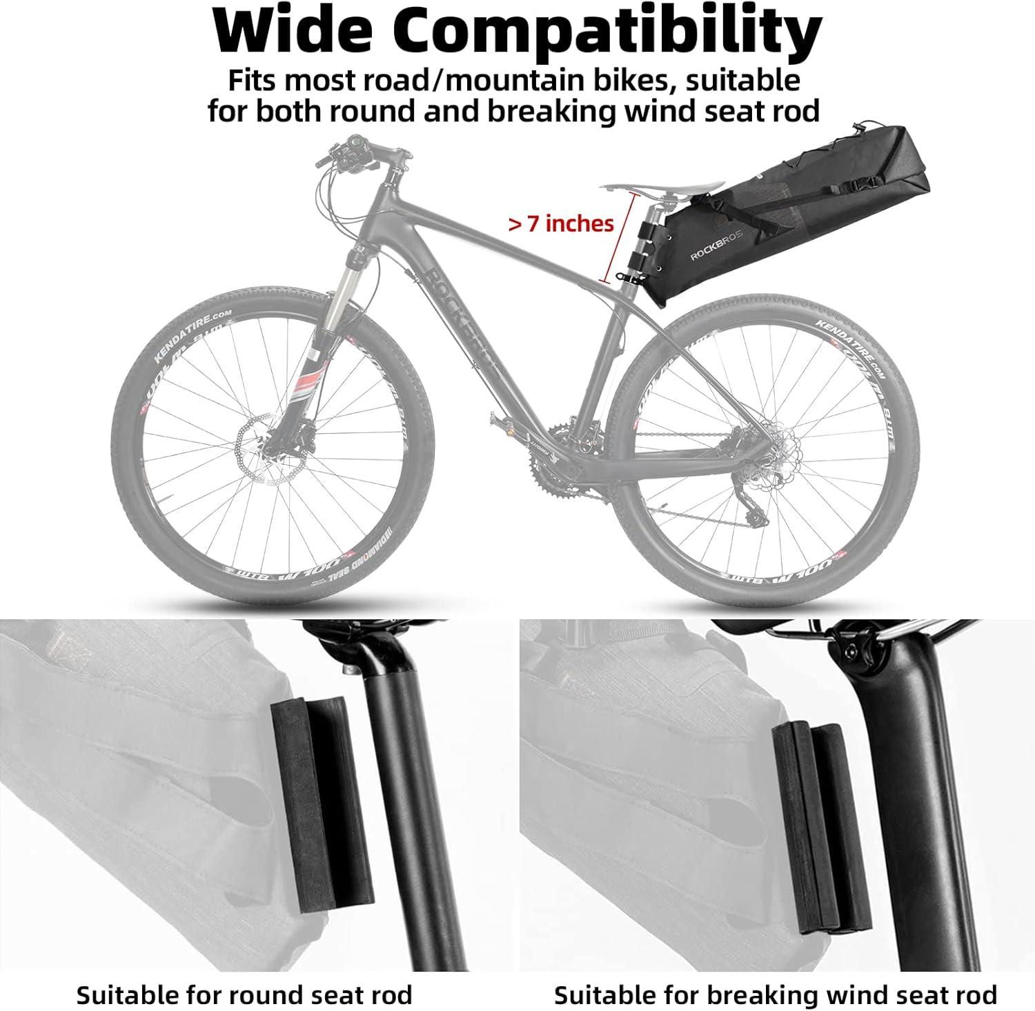 imageROCKBROS Bikepacking Bag Waterproof Bike Saddle Bag Large Capacity Bikepacking Seat Bag Road Mountain Bike Seat Bag Max 10LMax 14L