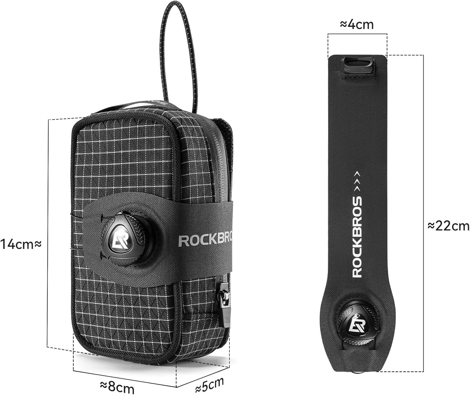 imageROCKBROS WaterResistant Bike Saddle Bag with Water Bottle Holder amp Taillight Hanger Large Capacity Rear Seat Pack for Road amp Mountain CyclingBlack and white lines