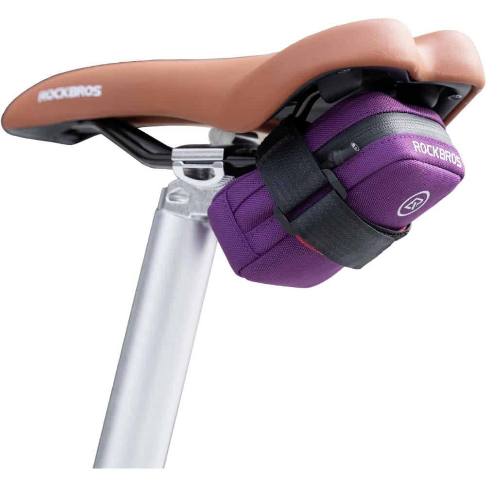 imageROCKBROS Bike Saddle Bag Small Lightweight and Portable Under Seat Bag for Road BikesPurple