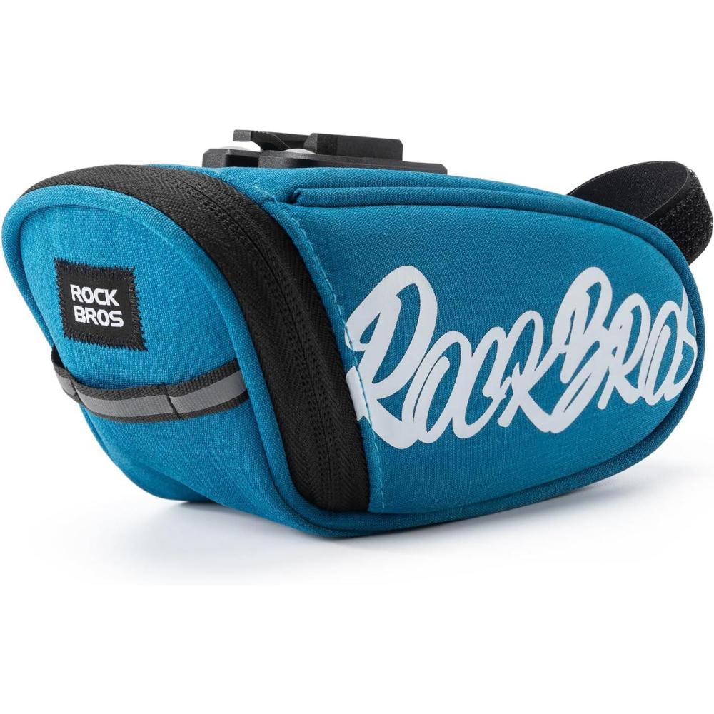 imageROCKBROS Bike Saddle Bag Lightweight 120g Bicycle Seat Bag with LED Light Hanging amp Reflective Logo Waterproof 3D Shell Bike Storage Bag for Road amp Mountain BikesBlackBlue