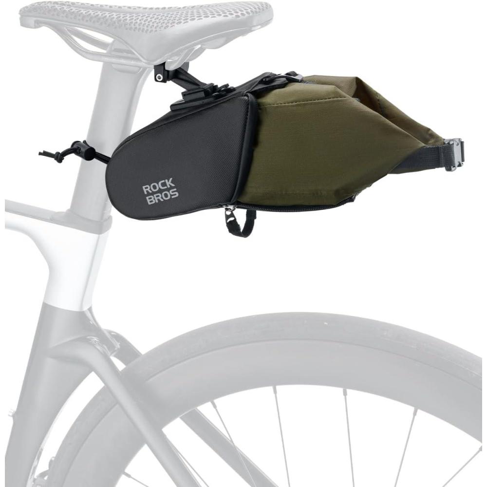imageROCKBROS Bike Saddle Bag Seat Bag With Bucket Bag Under Seat for Mountain Road Bikes Quick Release 0813L