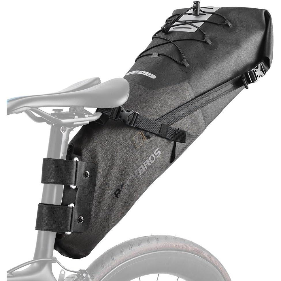 imageROCKBROS Bikepacking Bag Waterproof Bike Saddle Bag Large Capacity Bikepacking Seat Bag Road Mountain Bike Seat Bag Max 10LMax 14L
