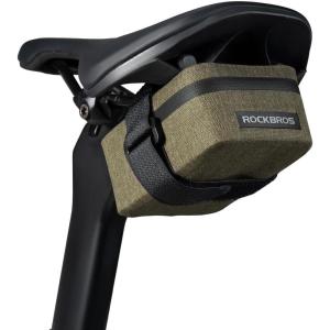 ROCKBROS Bike Saddle Bag, 0.4L Waterproof Ultra Small Bike Bag（4″ x 3.4″ x 2″）, Waterproof Zipper Bicycle Storage Bag Under Seat, Easy Attachment for Road Cycling Khaki(Khaki)