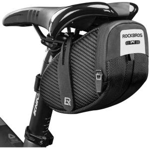ROCKBROS Bike Saddle Bag, Bike Bag Under Seat, Strap-on Cycling Wedge Pack, Bike Seat Storage Bag for Mountain Road Bikes, 0.75L
