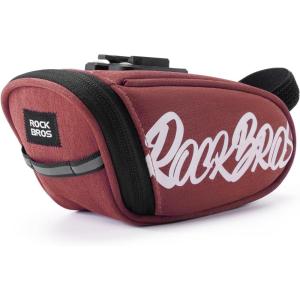 ROCKBROS Bike Saddle Bag, Lightweight 120g Bicycle Seat Bag with LED Light Hanging & Reflective Logo, Waterproof 3D Shell Bike Storage Bag for Road & Mountain Bikes,Black(Red)