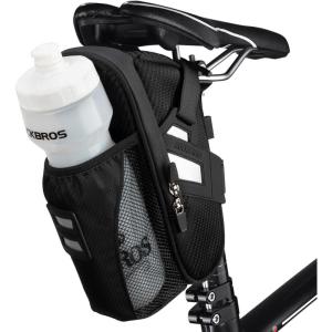ROCKBROS Bike Saddle Bags with Water Bottle Pouch Waterproof Bike Bags Under Seat Pack for Mountain Road Bike Saddle Bag Bicycles Storage Bag 1.6L(Black)