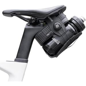 ROCKBROS Water-Resistant Bike Saddle Bag with Water Bottle Holder & Taillight Hanger – Large Capacity Rear Seat Pack for Road & Mountain Cycling(Black and white lines)