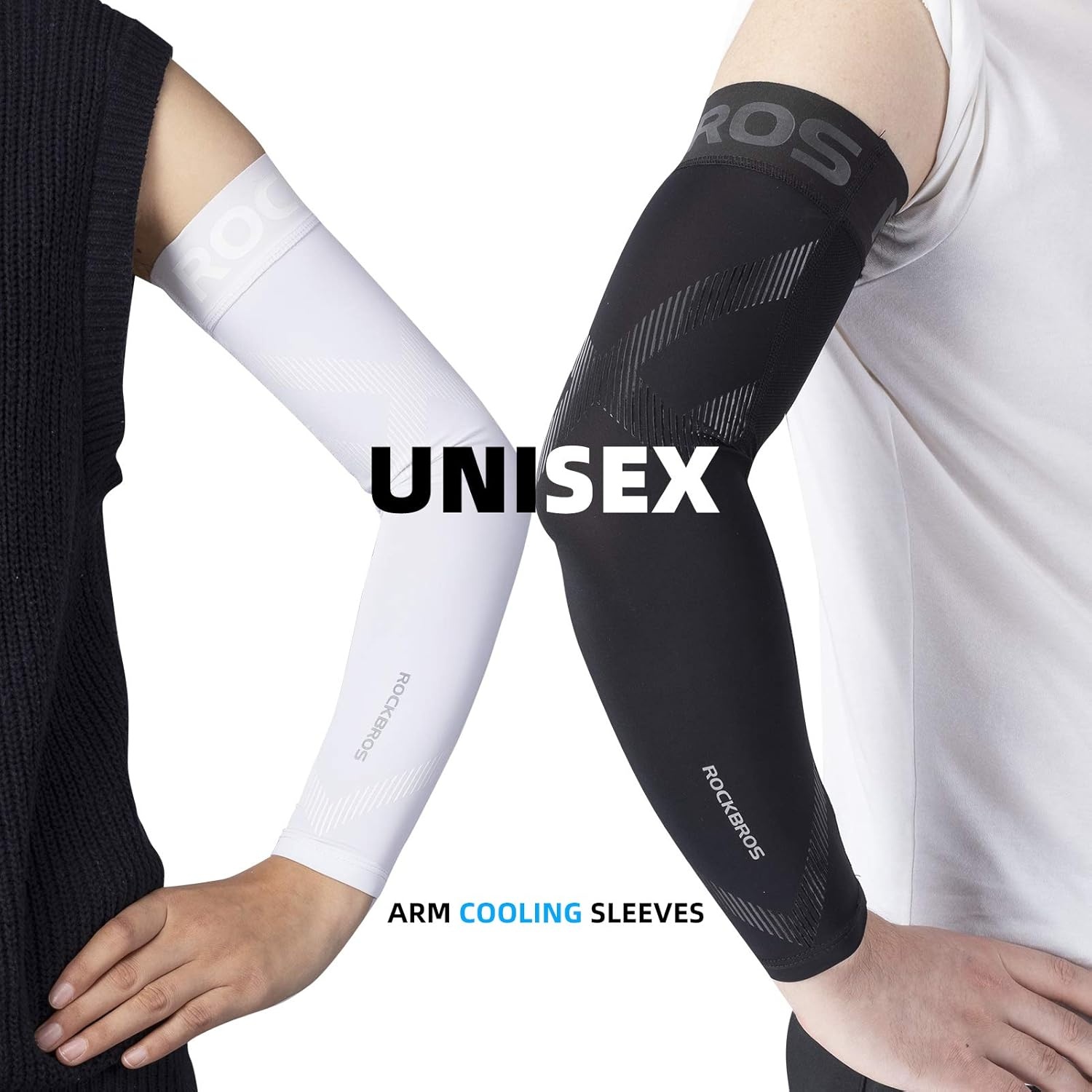 imageROCKBROS Arm Sleeves for Men Women UV Protection UPF 50 Cooling Sun Sleeves Tattoo CoverBlack