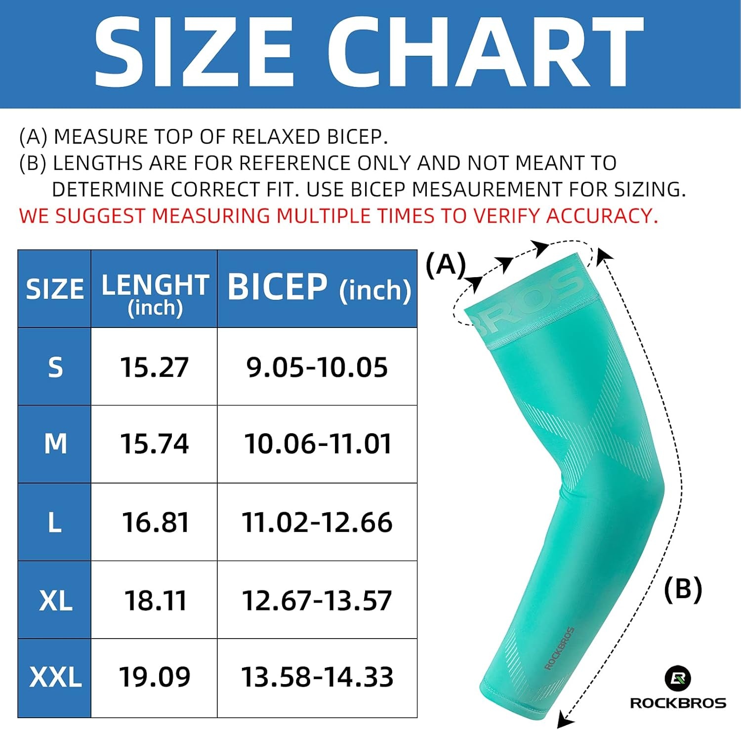 imageROCKBROS Arm Sleeves for Men Women UV Protection UPF 50 Cooling Sun Sleeves Tattoo CoverBlue