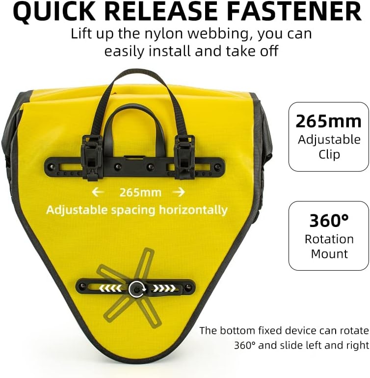 imageROCKBROS Bike Pannier Waterproof 27L Large Capacity Bike Bag Rear Rack Bicycle Pannier Bag Waterproof for Grocery Touring Cycling Triangle Grey1Triangle Yellow2