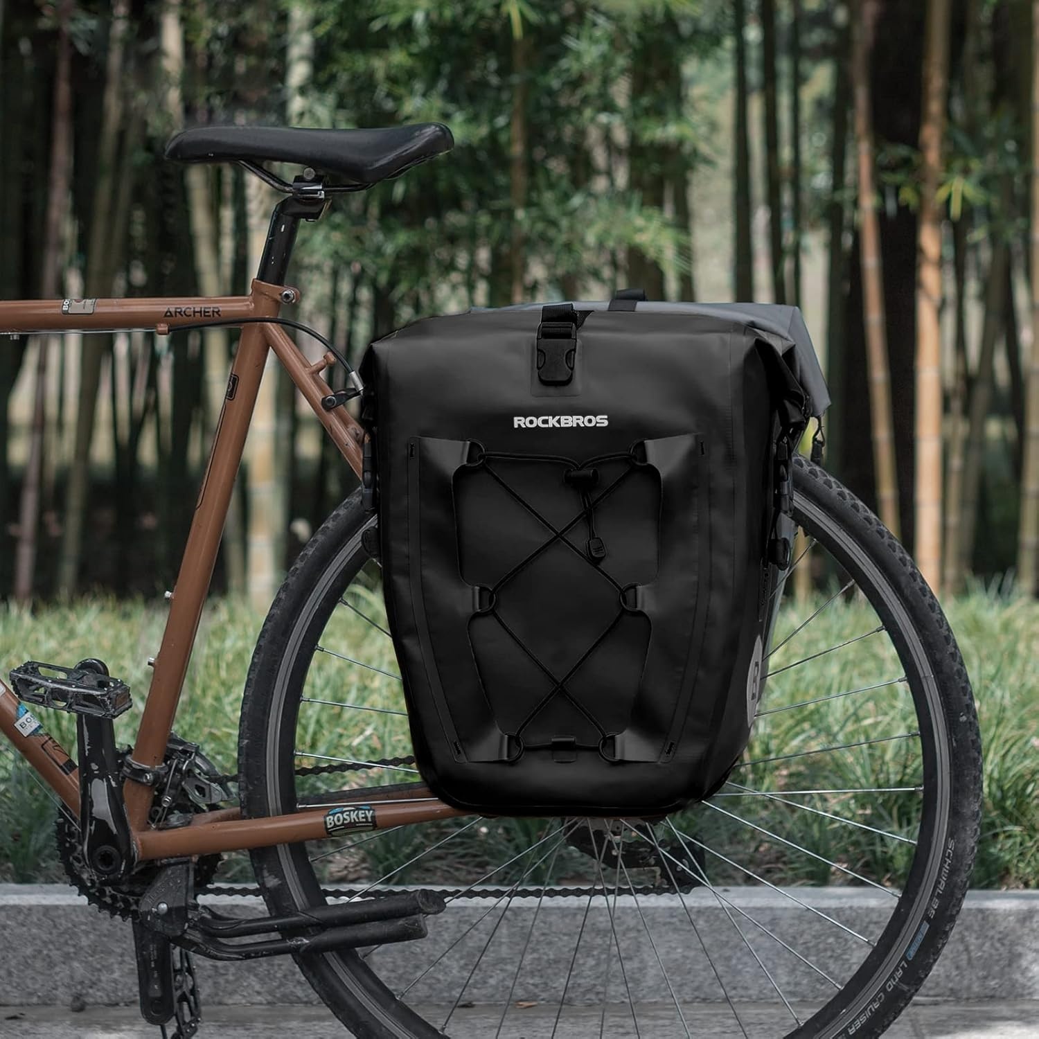 imageROCKBROS Bike Panniers Waterproof Bike Rear Rack Bag Max 30L Large Capacity Bike Rear Panniers for Cycling Traveling Commuting 2 PackBlack1