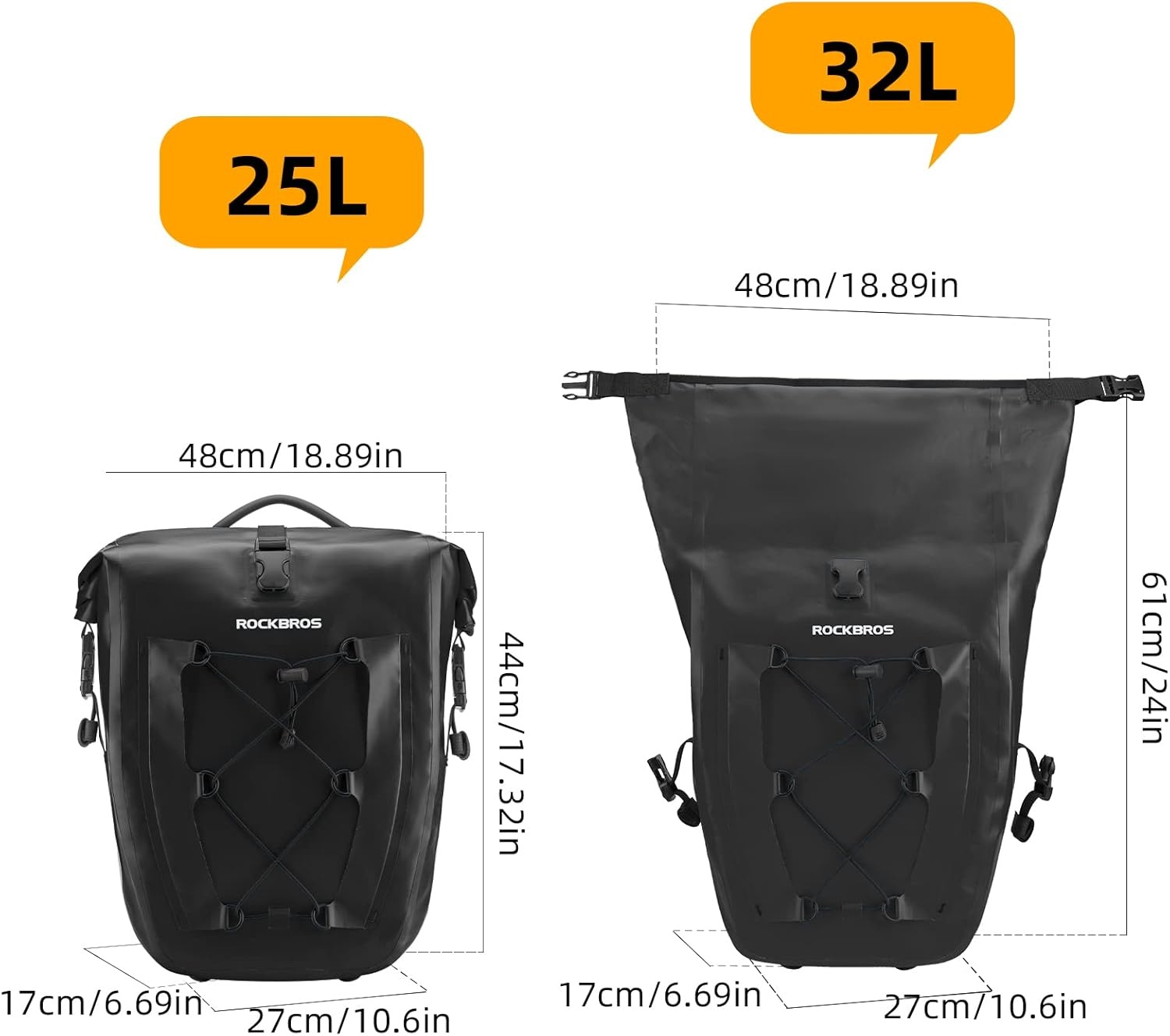 imageROCKBROS Bike Panniers Waterproof Bike Rear Rack Bag Max 30L Large Capacity Bike Rear Panniers for Cycling Traveling Commuting 2 PackBlack1