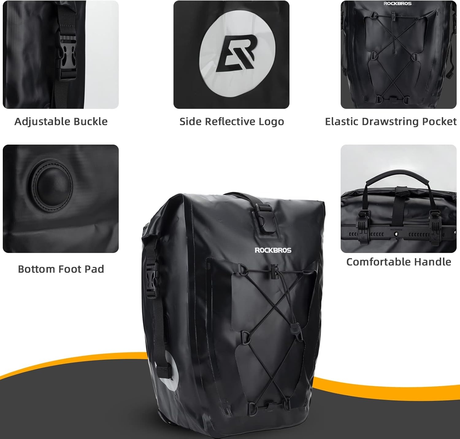 imageROCKBROS Bike Panniers Waterproof Bike Rear Rack Bag Max 30L Large Capacity Bike Rear Panniers for Cycling Traveling Commuting 2 PackBlack1