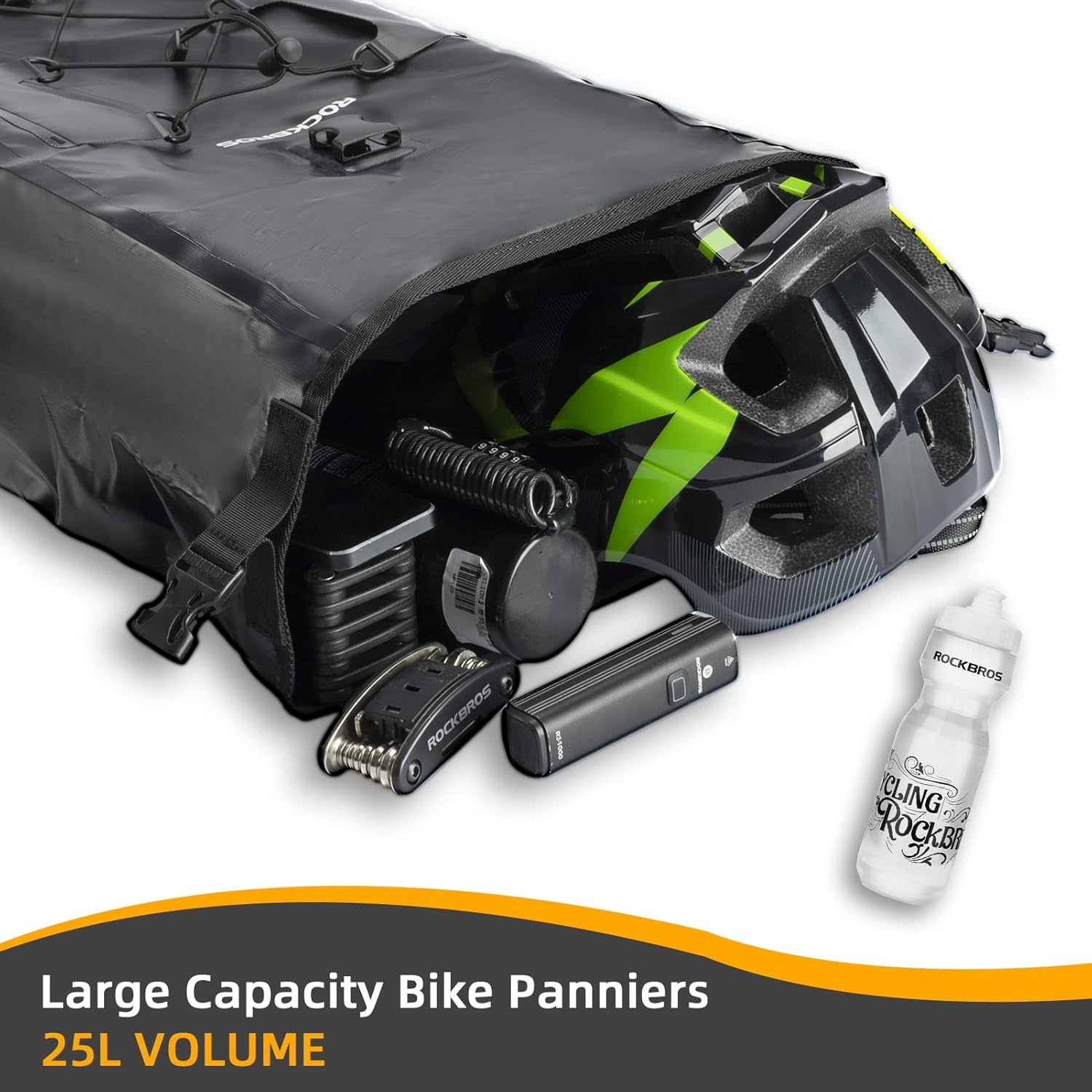 imageROCKBROS Bike Panniers Waterproof Bike Rear Rack Bag Max 30L Large Capacity Bike Rear Panniers for Cycling Traveling Commuting 2 PackBlack1