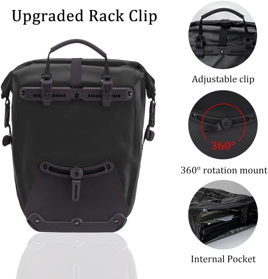 imageROCKBROS Bike Panniers Waterproof Bike Rear Rack Bag Max 30L Large Capacity Bike Rear Panniers for Cycling Traveling Commuting 2 PackBlack2